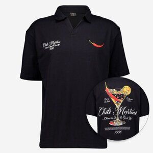 NWT SAINTS STUDIO Men’s Chili Martini Johnny Collar Short Sleeve Polo LARGE